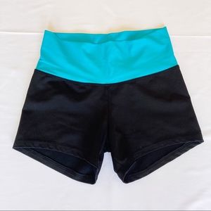 turquoise and black spandex